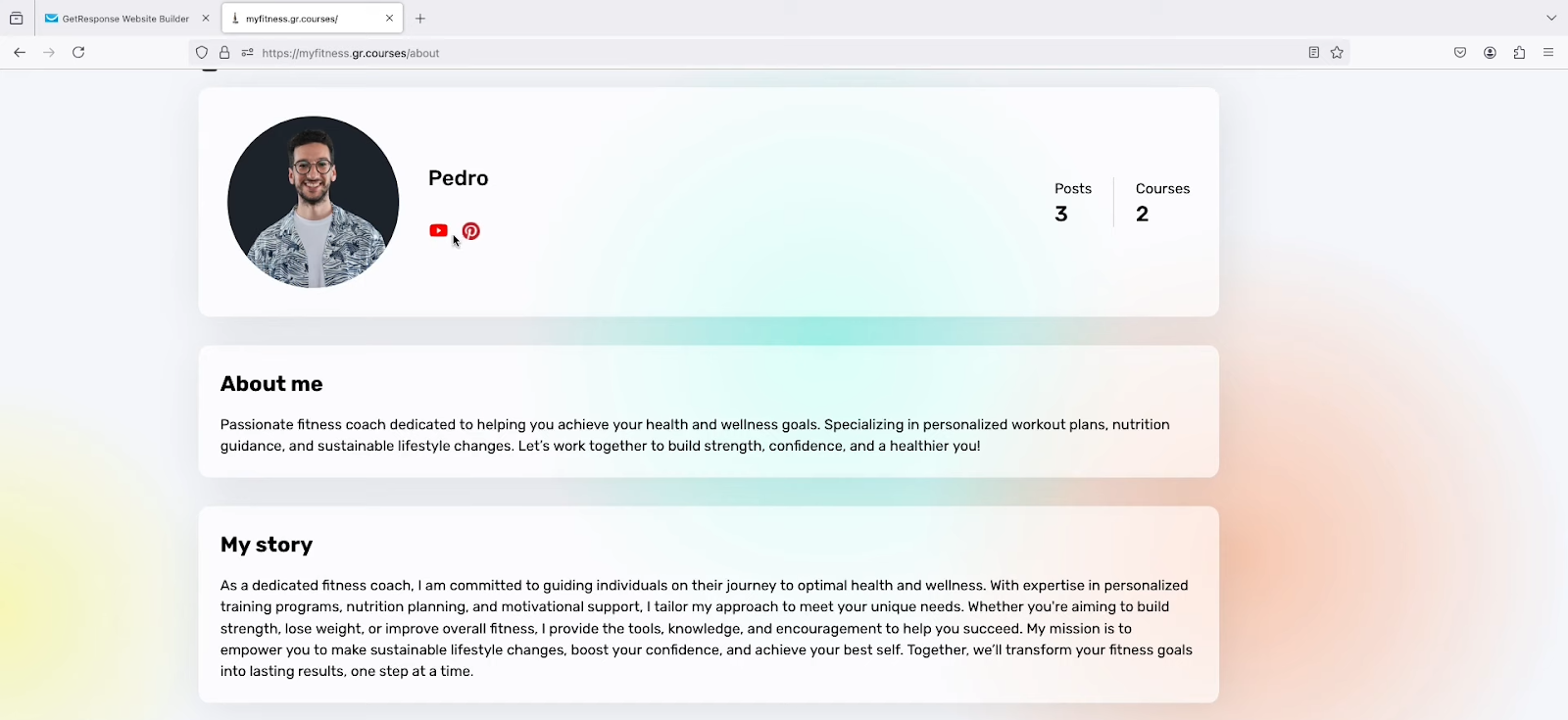 Creator profile in GetResponse